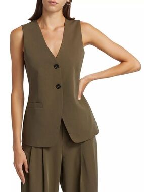 Wayf Olive Sleeveless Button Vest